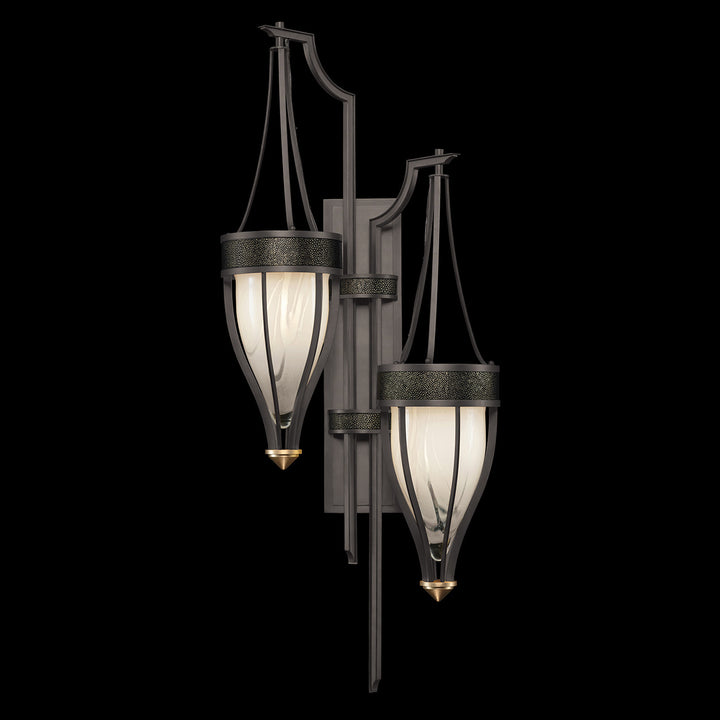 Fine Art Handcrafted Lighting Mirage 41.5"H Sconce 100046 in Midnight Steel, Brass, Black Knight (100046-713)