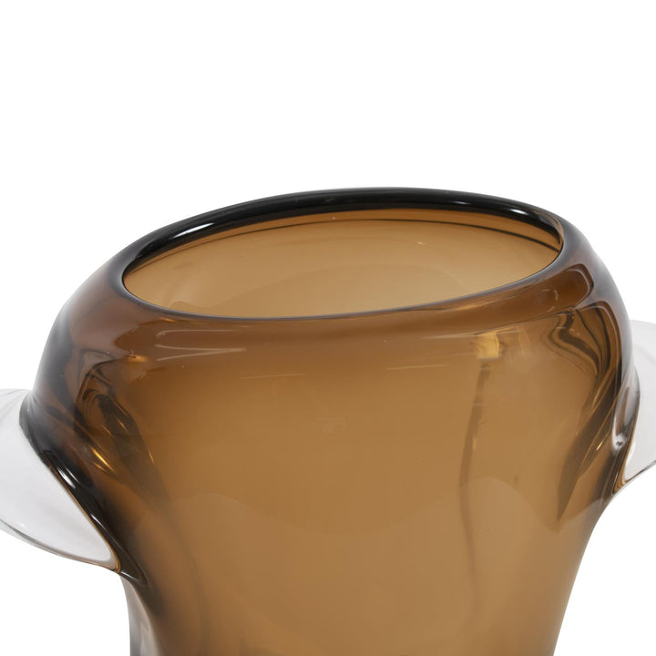 Howard Elliott Smokey Umber Flared Edged Glass Vase