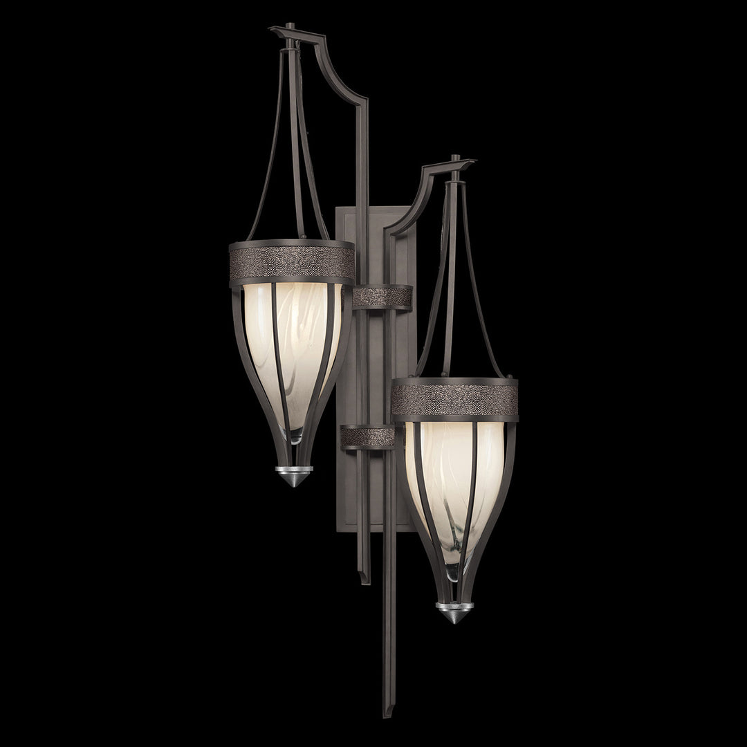 Fine Art Handcrafted Lighting Mirage 41.5"H Sconce 100046 in Midnight Steel, Nickel, Pebble (100046-721)