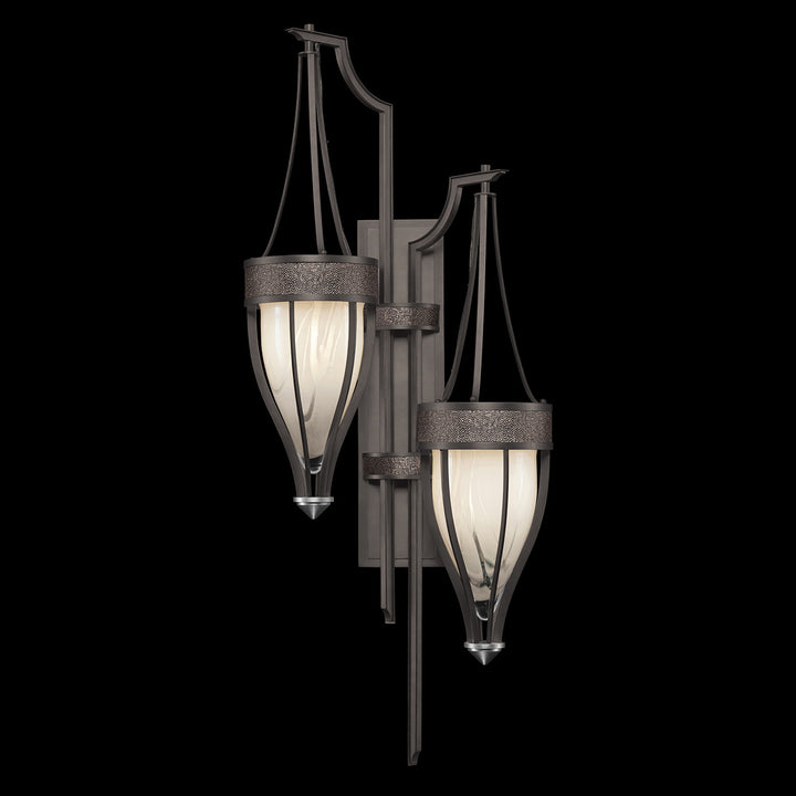 Fine Art Handcrafted Lighting Mirage 41.5"H Sconce 100046 in Midnight Steel, Nickel, Pebble (100046-721)