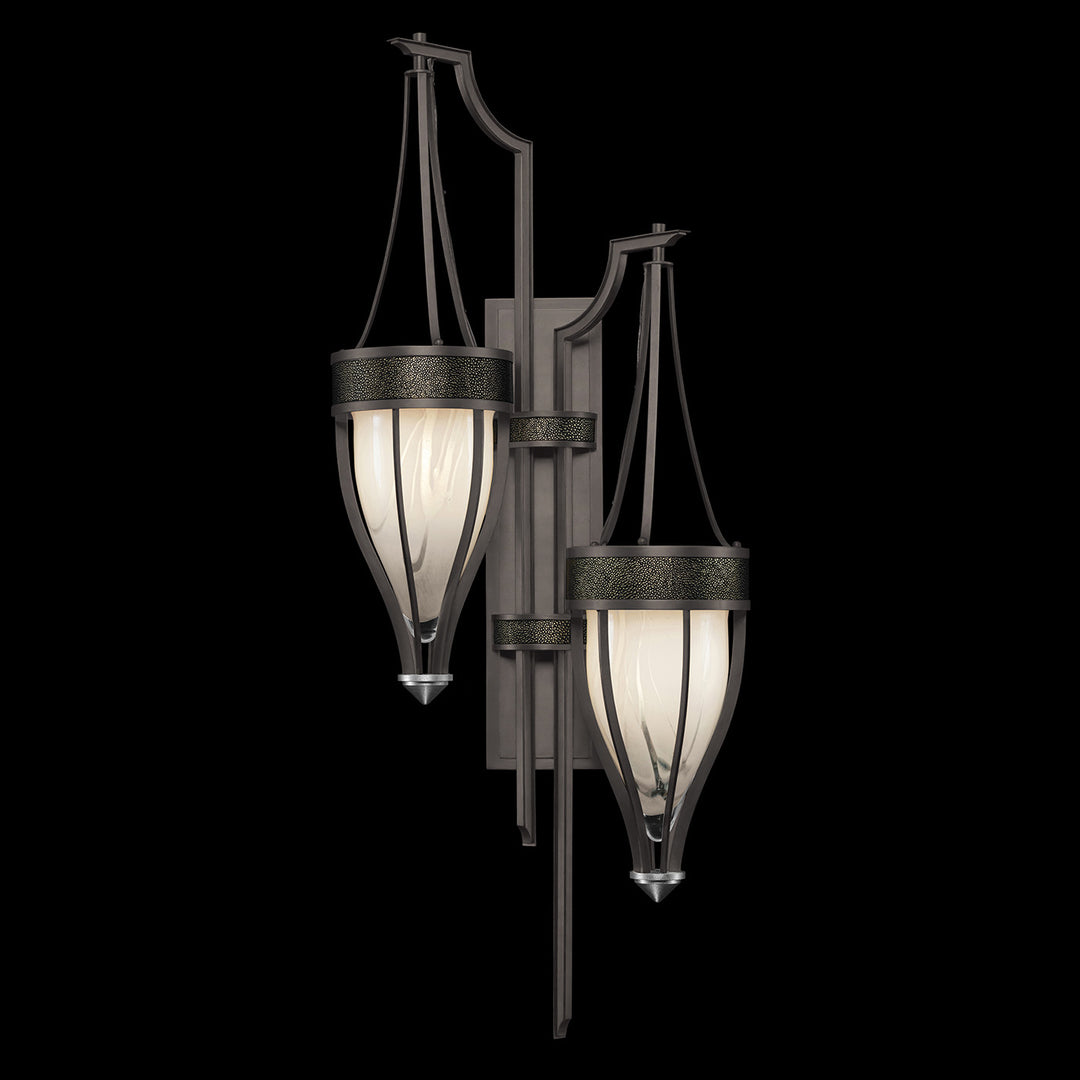Fine Art Handcrafted Lighting Mirage 41.5"H Sconce 100046 in Midnight Steel, Nickel, Black Knight (100046-723)