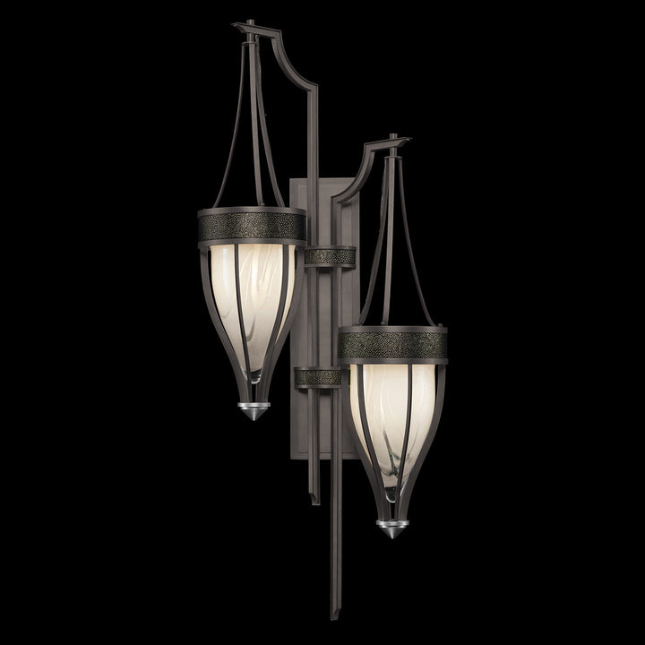 Fine Art Handcrafted Lighting Mirage 41.5"H Sconce 100046 in Midnight Steel, Nickel, Black Knight (100046-723)