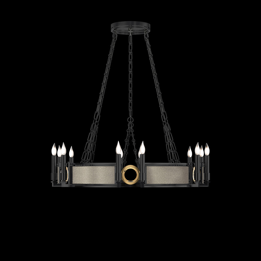 Fine Art Handcrafted Lighting Mirage 35.75"W Round Chandelier 100047 in Standard Black Iron, Brass, Coco (100047-112)