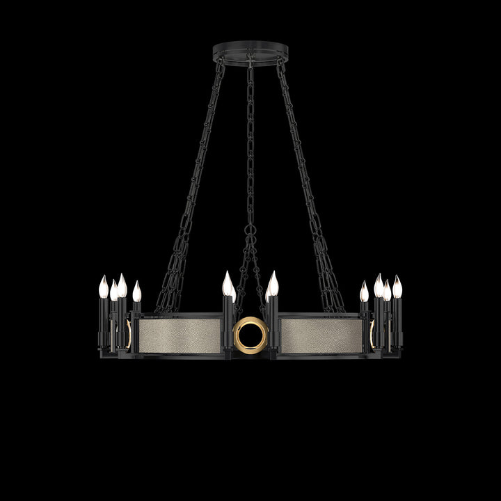 Fine Art Handcrafted Lighting Mirage 35.75"W Round Chandelier 100047 in Standard Black Iron, Brass, Coco (100047-112)