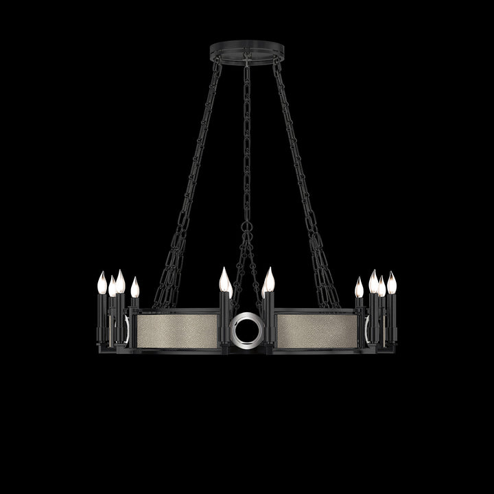 Fine Art Handcrafted Lighting Mirage 35.75"W Round Chandelier 100047 in Standard Black Iron, Nickel, Coco (100047-122)