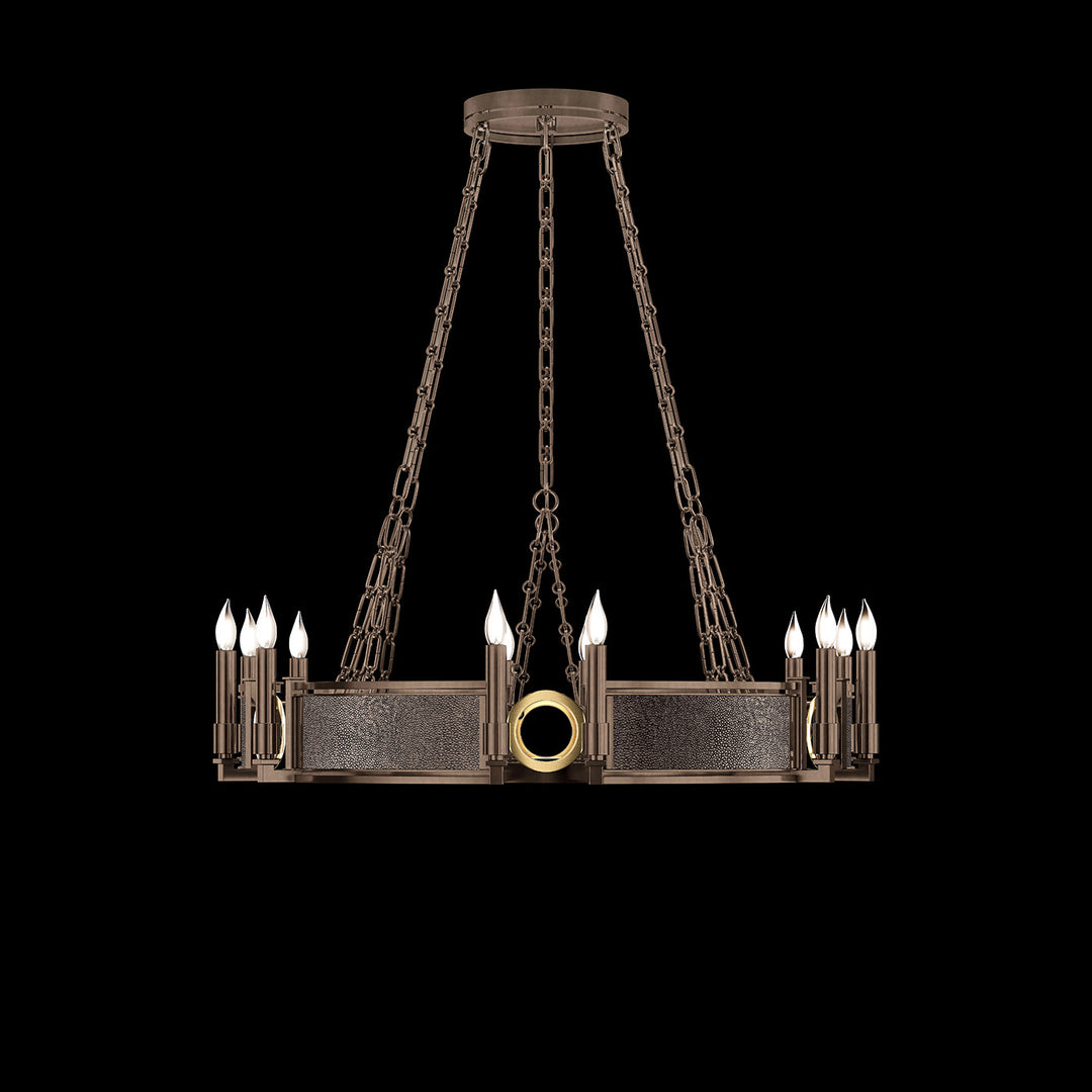 Fine Art Handcrafted Lighting Mirage 35.75"W Round Chandelier 100047 in Standard Bronze, Brass, Pebble (100047-211)