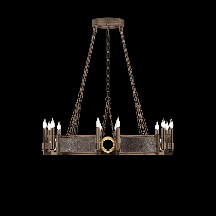 Fine Art Handcrafted Lighting Mirage 35.75"W Round Chandelier 100047 in Standard Bronze, Brass, Pebble (100047-211)