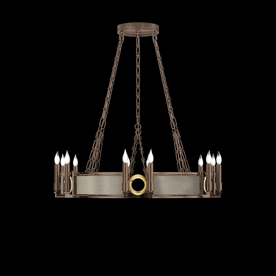 Fine Art Handcrafted Lighting Mirage 35.75"W Round Chandelier 100047 in Standard Bronze, Brass, Coco (100047-212)