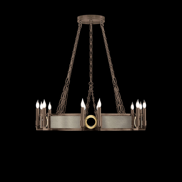 Fine Art Handcrafted Lighting Mirage 35.75"W Round Chandelier 100047 in Standard Bronze, Brass, Coco (100047-212)