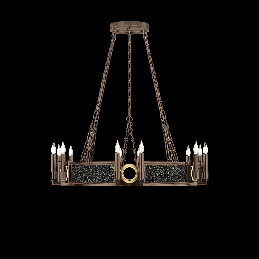 Fine Art Handcrafted Lighting Mirage 35.75"W Round Chandelier 100047 in Standard Bronze, Brass, Black Knight (100047-213)