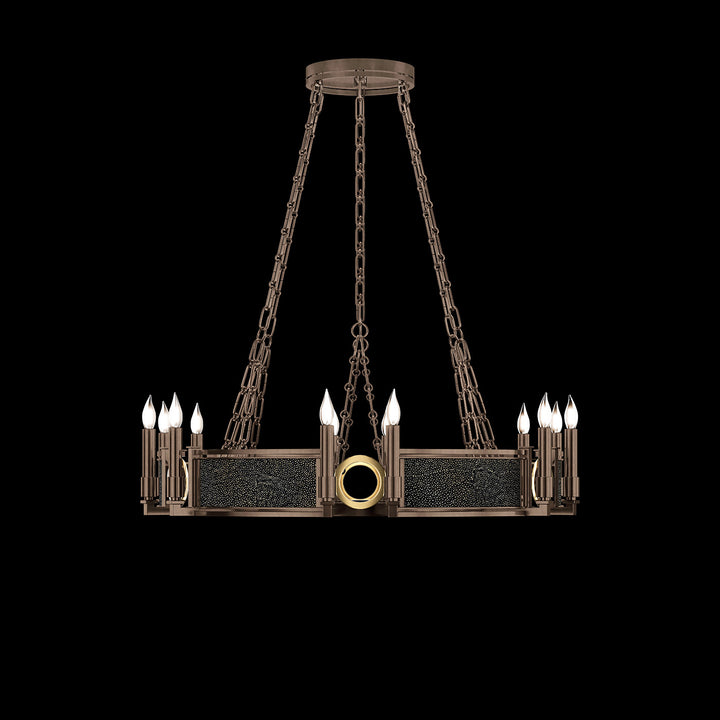 Fine Art Handcrafted Lighting Mirage 35.75"W Round Chandelier 100047 in Standard Bronze, Brass, Black Knight (100047-213)