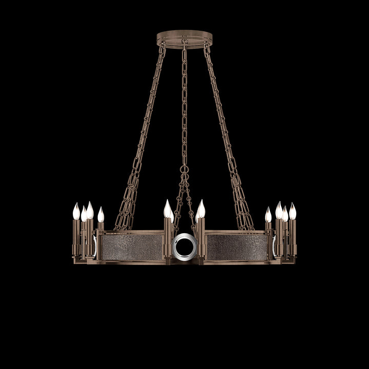 Fine Art Handcrafted Lighting Mirage 35.75"W Round Chandelier 100047 in Standard Bronze, Nickel, Pebble (100047-221)