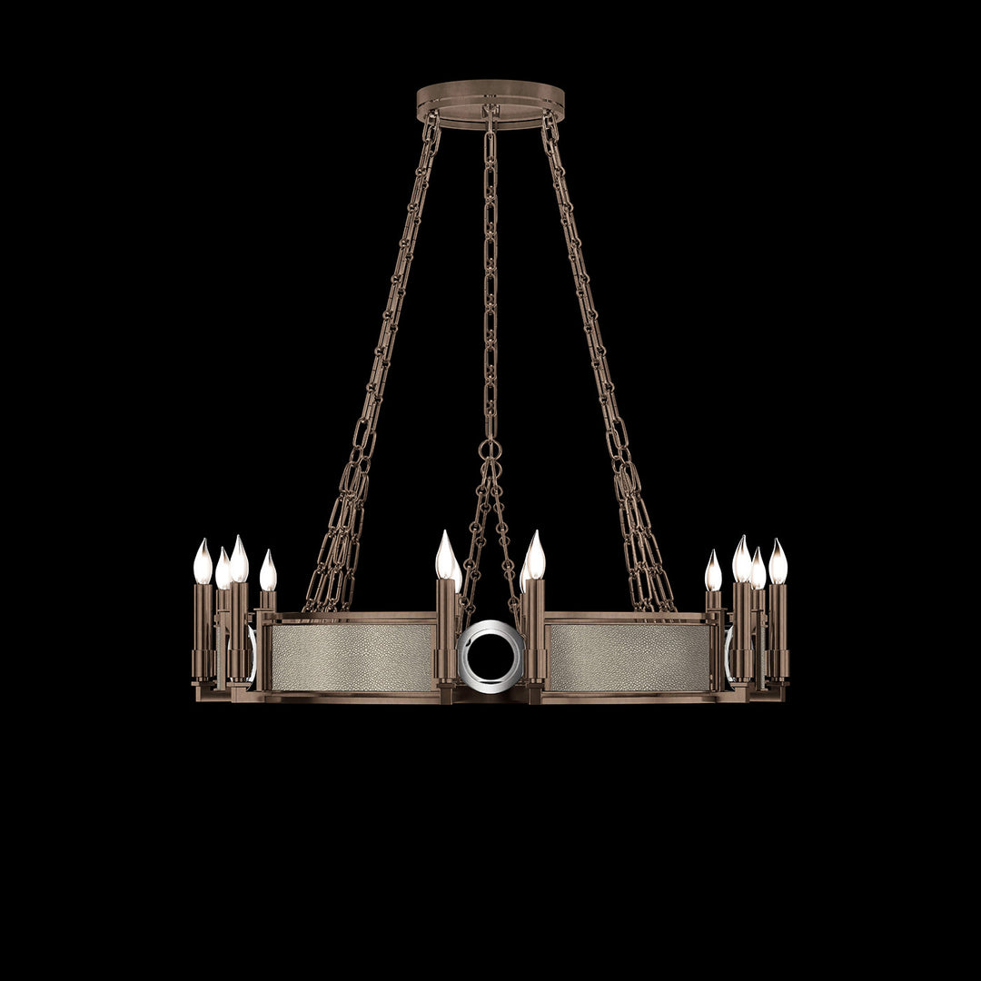 Fine Art Handcrafted Lighting Mirage 35.75"W Round Chandelier 100047 in Standard Bronze, Nickel, Coco (100047-222)