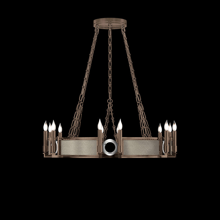 Fine Art Handcrafted Lighting Mirage 35.75"W Round Chandelier 100047 in Standard Bronze, Nickel, Coco (100047-222)