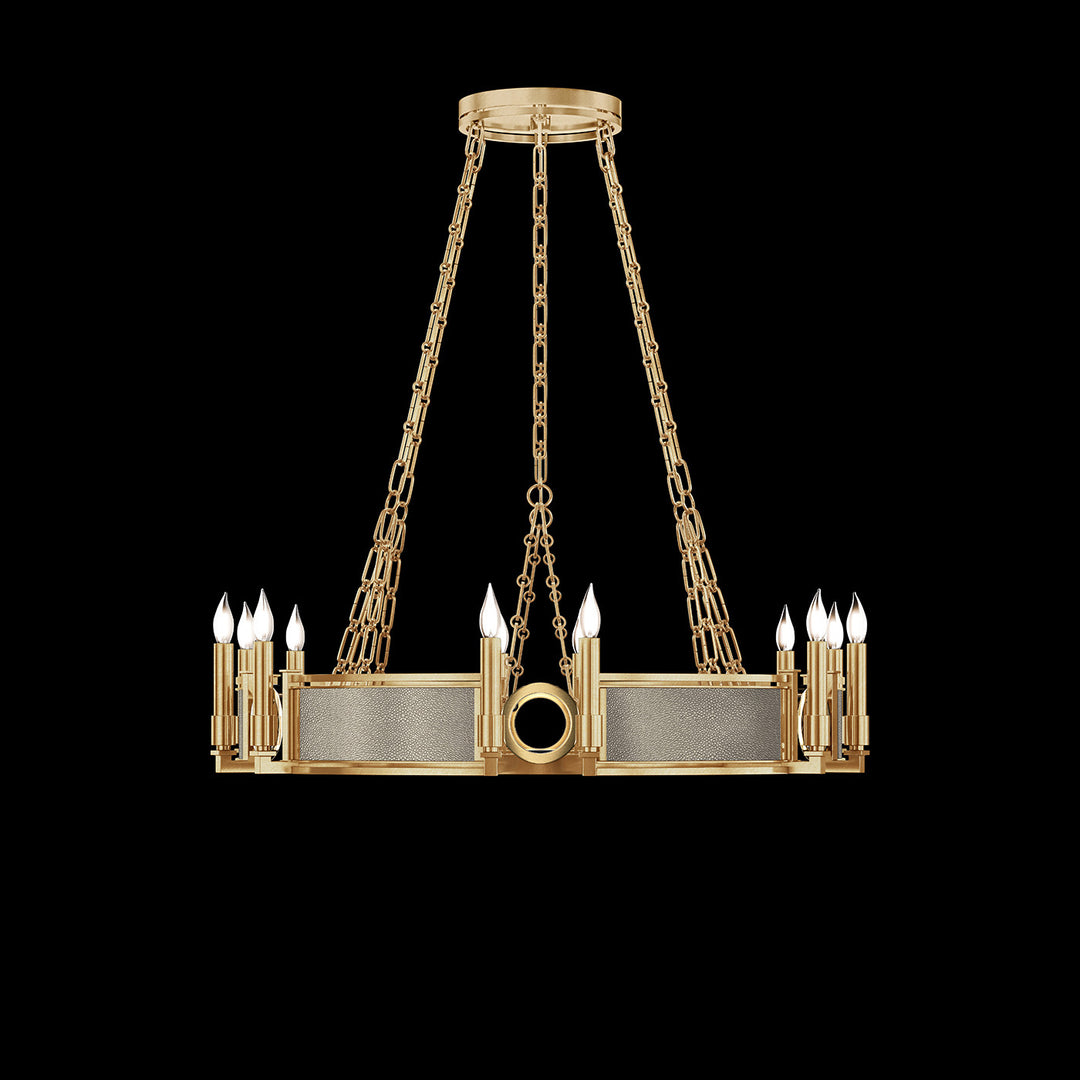 Fine Art Handcrafted Lighting Mirage 35.75"W Round Chandelier 100047 in Standard Gold Leaf, Brass, Coco (100047-312)