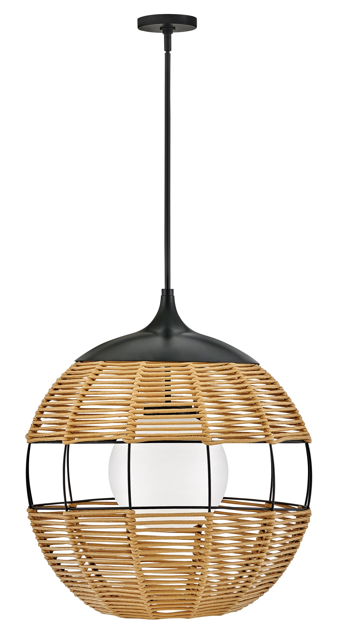 Hinkley Maddox Outdoor Chandelier Medium Orb Chandelier Black 19675BK-NAT