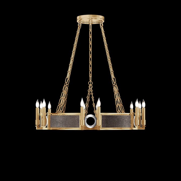 Fine Art Handcrafted Lighting Mirage 35.75"W Round Chandelier 100047 in Standard Gold Leaf, Nickel, Pebble (100047-321)
