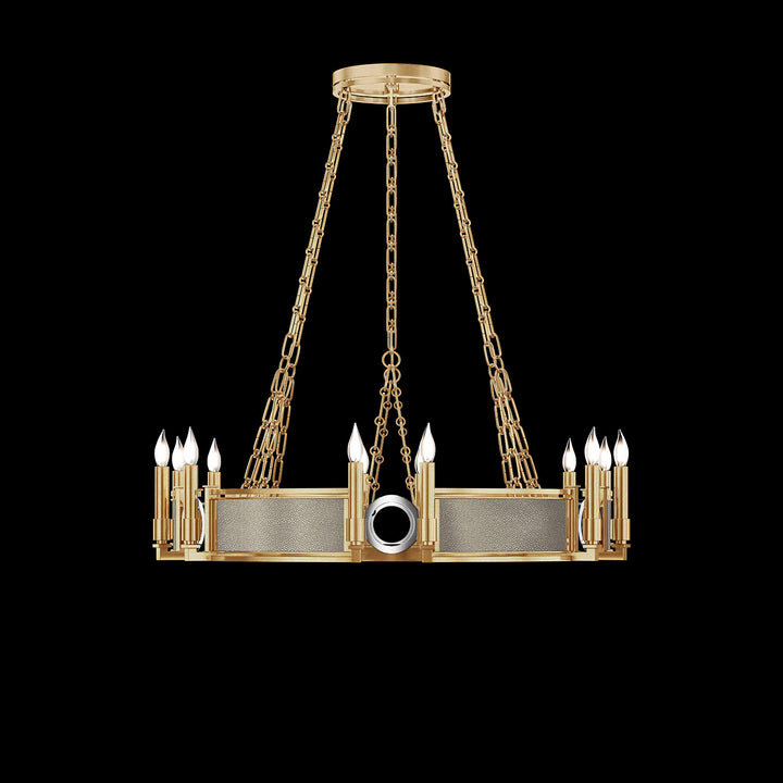 Fine Art Handcrafted Lighting Mirage 35.75"W Round Chandelier 100047 in Standard Gold Leaf, Nickel, Coco (100047-322)