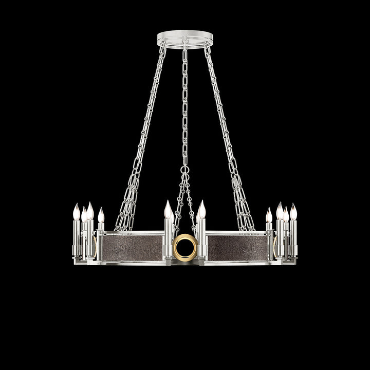 Fine Art Handcrafted Lighting Mirage 35.75"W Round Chandelier 100047 in Standard Silver Leaf, Brass, Pebble (100047-411)