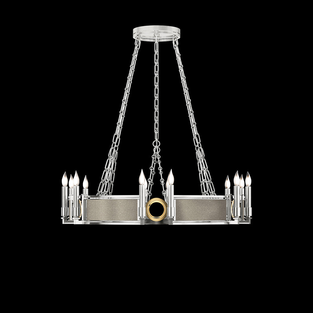 Fine Art Handcrafted Lighting Mirage 35.75"W Round Chandelier 100047 in Standard Silver Leaf, Brass, Coco (100047-412)
