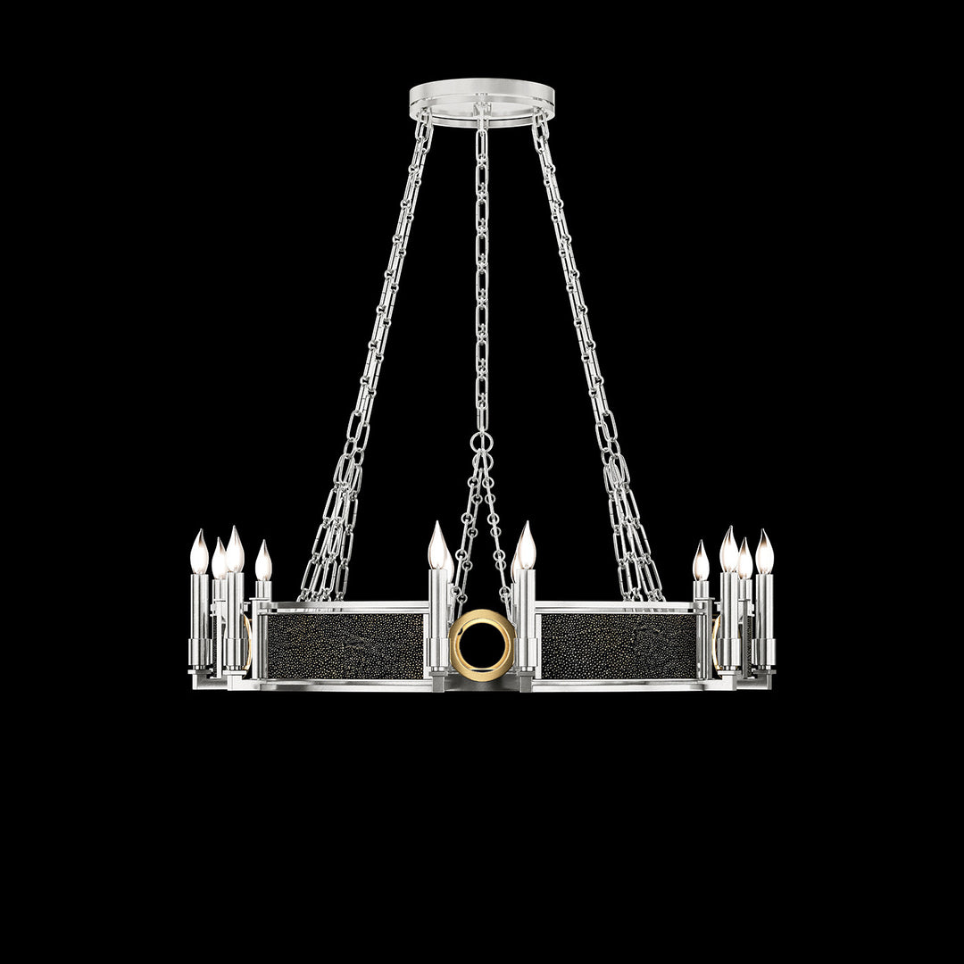 Fine Art Handcrafted Lighting Mirage 35.75"W Round Chandelier 100047 in Standard Silver Leaf, Brass, Black Knight (100047-413)