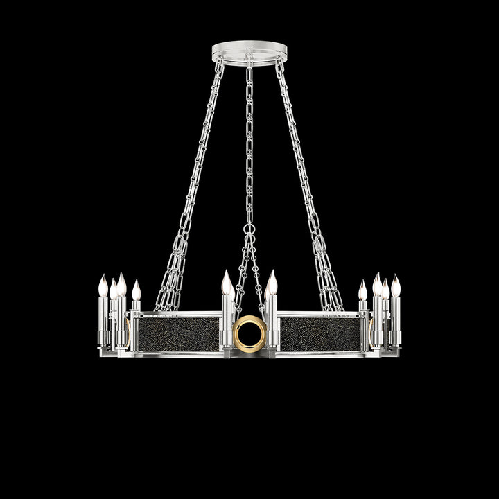 Fine Art Handcrafted Lighting Mirage 35.75"W Round Chandelier 100047 in Standard Silver Leaf, Brass, Black Knight (100047-413)