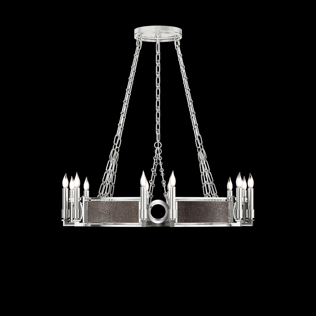 Fine Art Handcrafted Lighting Mirage 35.75"W Round Chandelier 100047 in Standard Silver Leaf, Nickel, Pebble (100047-421)