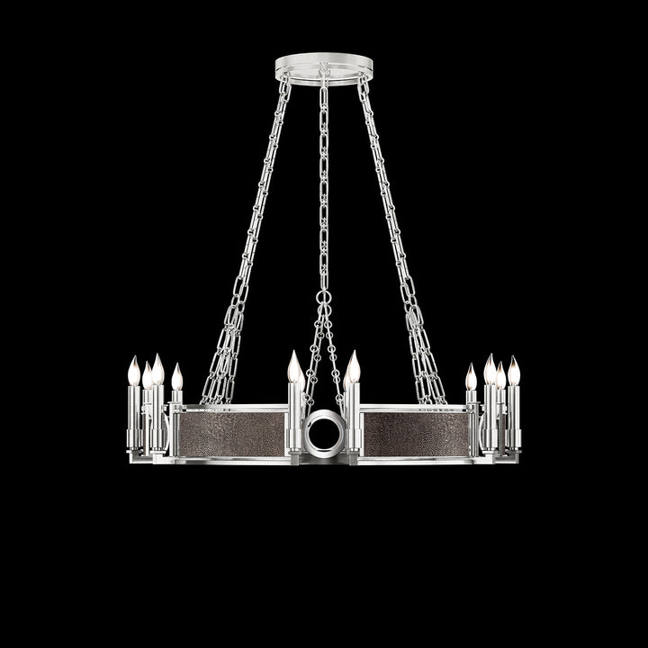 Fine Art Handcrafted Lighting Mirage 35.75"W Round Chandelier 100047 in Standard Silver Leaf, Nickel, Pebble (100047-421)
