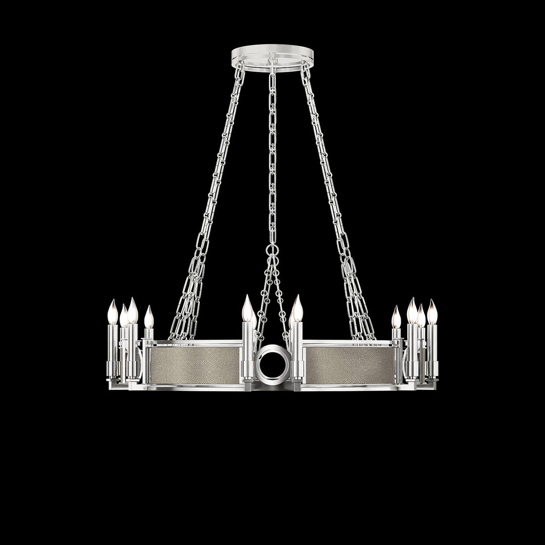 Fine Art Handcrafted Lighting Mirage 35.75"W Round Chandelier 100047 in Standard Silver Leaf, Nickel, Coco (100047-422)