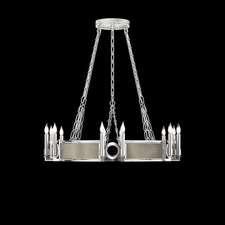 Fine Art Handcrafted Lighting Mirage 35.75"W Round Chandelier 100047 in Standard Silver Leaf, Nickel, Coco (100047-422)