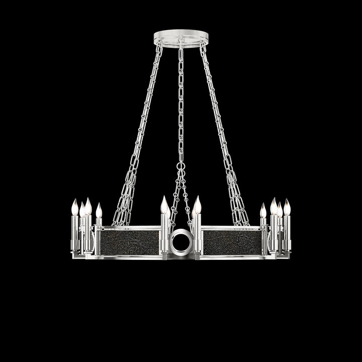 Fine Art Handcrafted Lighting Mirage 35.75"W Round Chandelier 100047 in Standard Silver Leaf, Nickel, Black Knight (100047-423)
