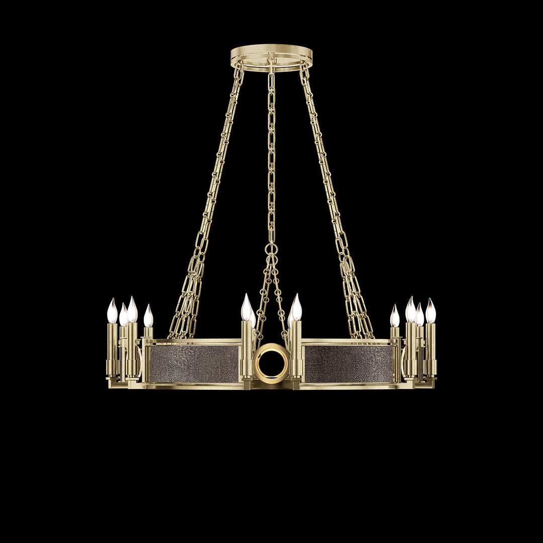 Fine Art Handcrafted Lighting Mirage 35.75"W Round Chandelier 100047 in Standard Soft Gold Leaf, Brass, Pebble (100047-511)
