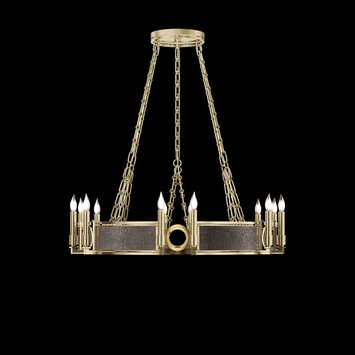 Fine Art Handcrafted Lighting Mirage 35.75"W Round Chandelier 100047 in Standard Soft Gold Leaf, Brass, Pebble (100047-511)
