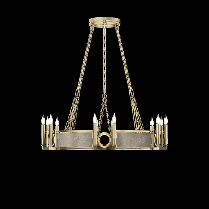 Fine Art Handcrafted Lighting Mirage 35.75"W Round Chandelier 100047 in Standard Soft Gold Leaf, Brass, Coco (100047-512)