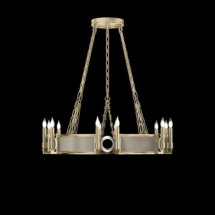 Fine Art Handcrafted Lighting Mirage 35.75"W Round Chandelier 100047 in Standard Soft Gold Leaf, Nickel, Coco (100047-522)