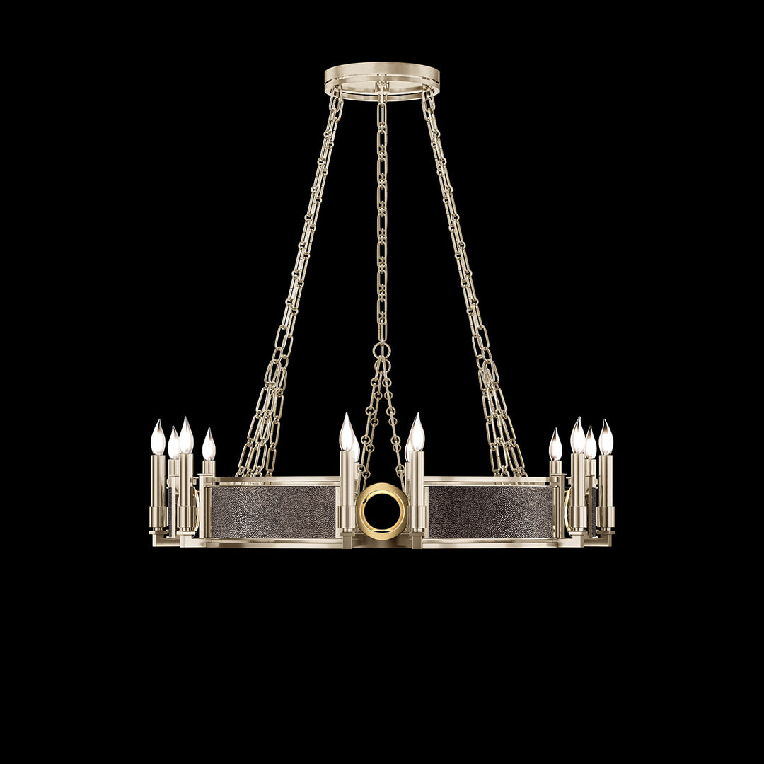 Fine Art Handcrafted Lighting Mirage 35.75"W Round Chandelier 100047 in Champagne, Brass, Pebble (100047-611)