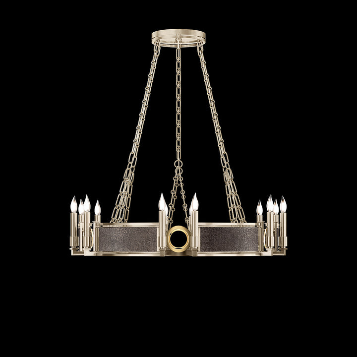 Fine Art Handcrafted Lighting Mirage 35.75"W Round Chandelier 100047 in Champagne, Brass, Pebble (100047-611)