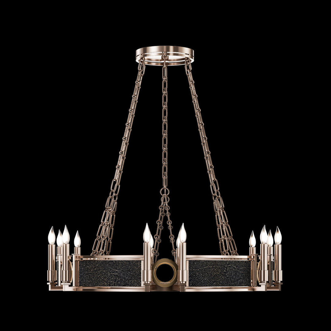 Fine Art Handcrafted Lighting Mirage 35.75"W Round Chandelier 100047 in Champagne, Brass, Black Knight (100047-613)