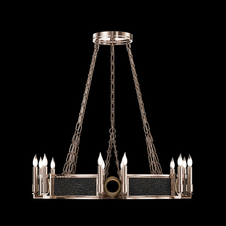 Fine Art Handcrafted Lighting Mirage 35.75"W Round Chandelier 100047 in Champagne, Brass, Black Knight (100047-613)