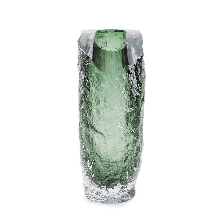 Howard Elliott Emerald Crystalized Glass Vase