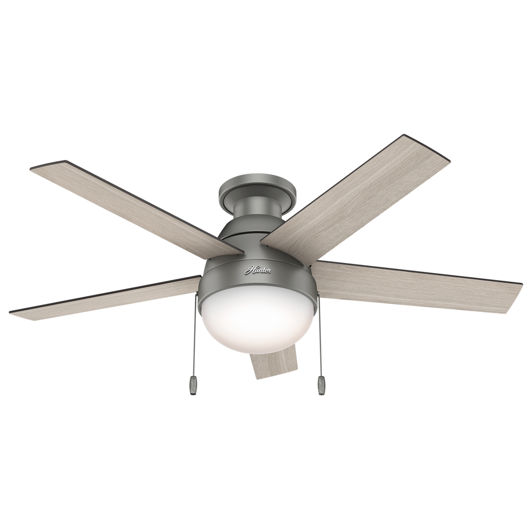 Hunter 46 inch Anslee Low Profile Ceiling Fan with LED Light Kit and Pull Chain Indoor Ceiling Fans Hunter   