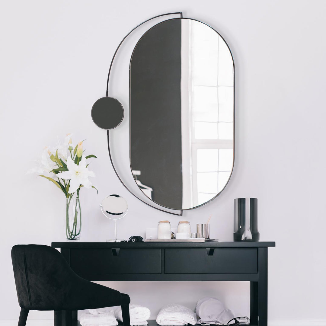 Howard Elliott Janik Stainless Steel Double Vanity Mirror- Brushed Black