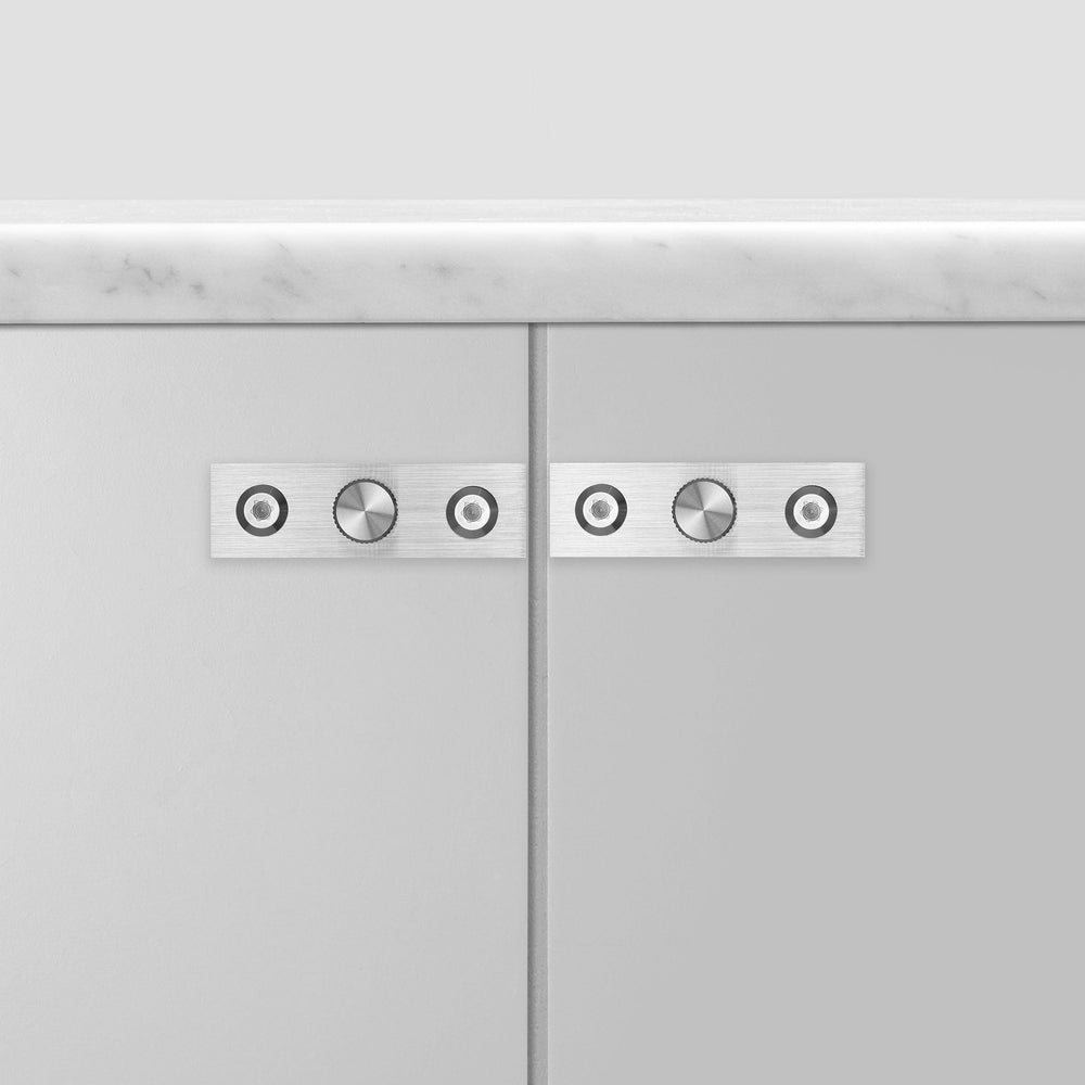 Buster + Punch Steel Furniture Knob | Plate | Linear Knurl Design - Model UFK-073996