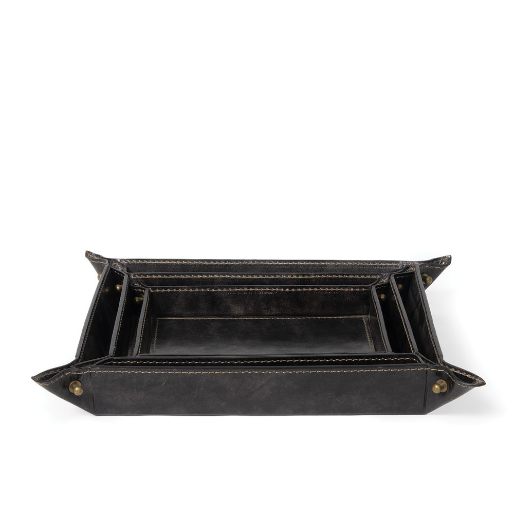 Regina Andrew Derby Leather Tray Set Trays Regina Andrew