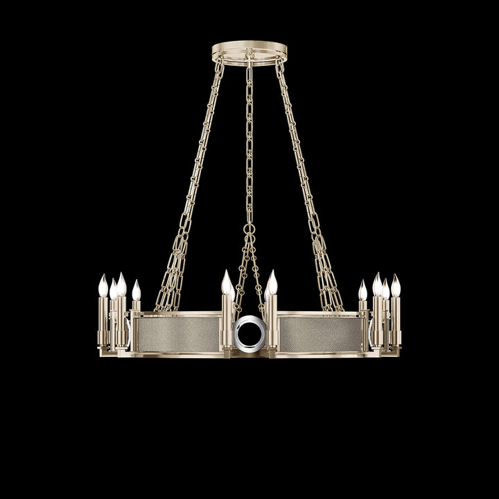 Fine Art Handcrafted Lighting Mirage 35.75"W Round Chandelier 100047 in Champagne, Nickel, Coco (100047-622)