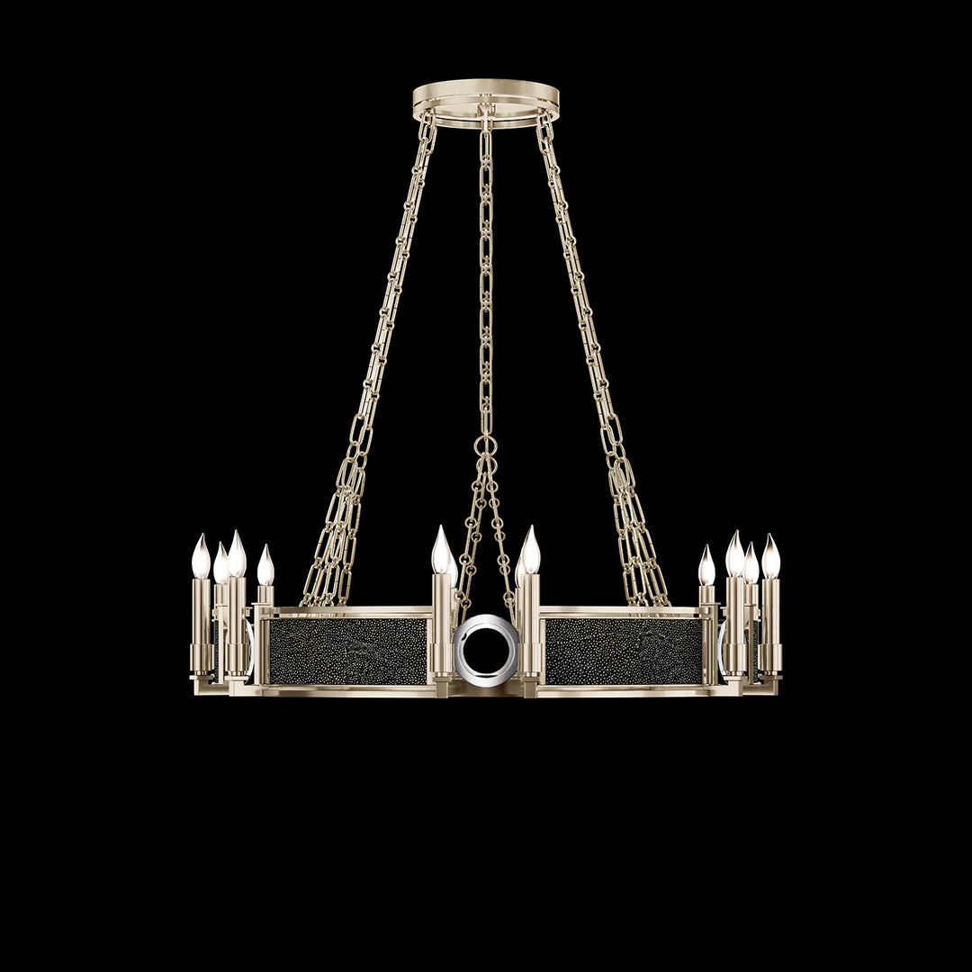 Fine Art Handcrafted Lighting Mirage 35.75"W Round Chandelier 100047 in Champagne, Nickel, Black Knight (100047-623)