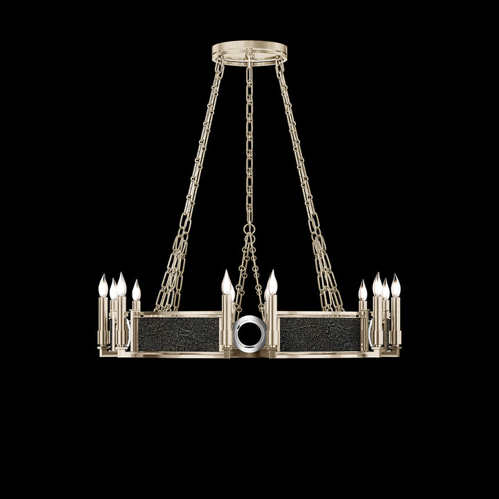Fine Art Handcrafted Lighting Mirage 35.75"W Round Chandelier 100047 in Champagne, Nickel, Black Knight (100047-623)