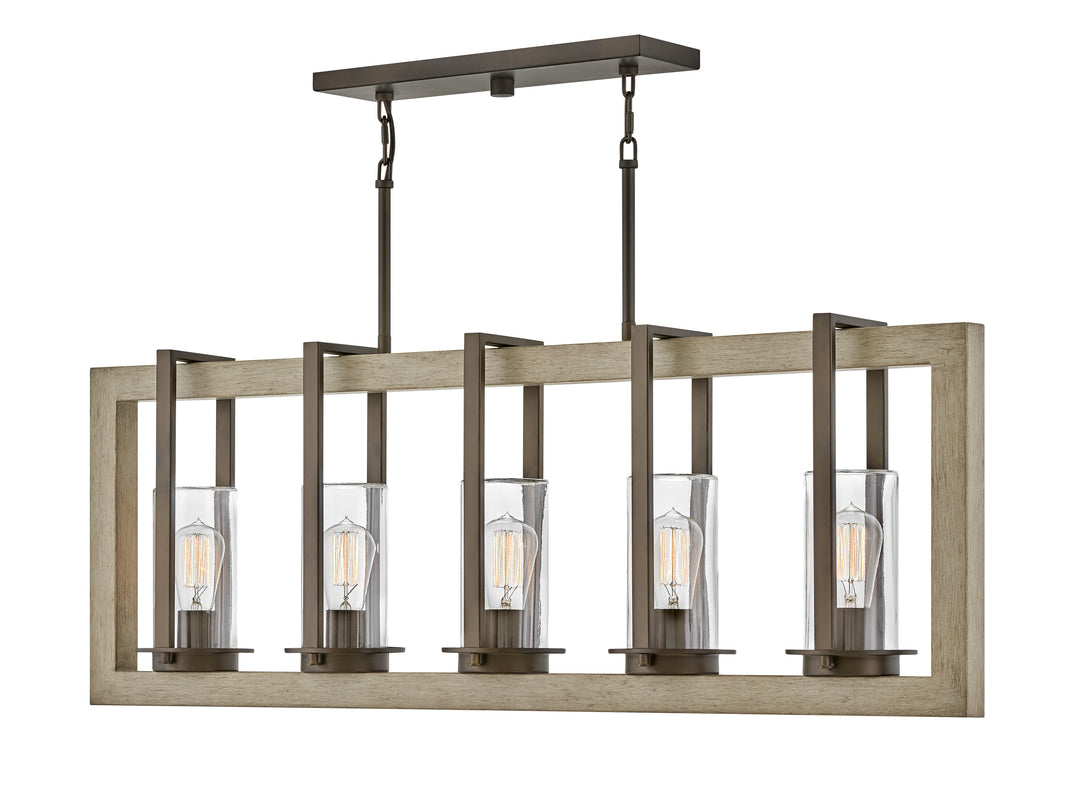 Hinkley Riverwood Outdoor Linear Chandelier Medium Five Light Linear Warm Bronze 20035WB