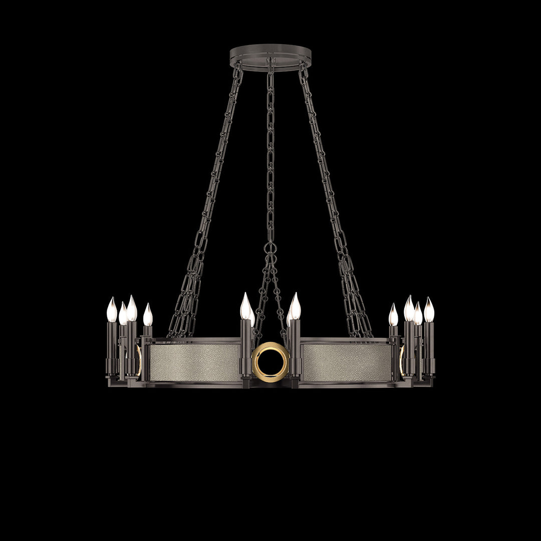 Fine Art Handcrafted Lighting Mirage 35.75"W Round Chandelier 100047 in Midnight Steel, Brass, Coco (100047-712)