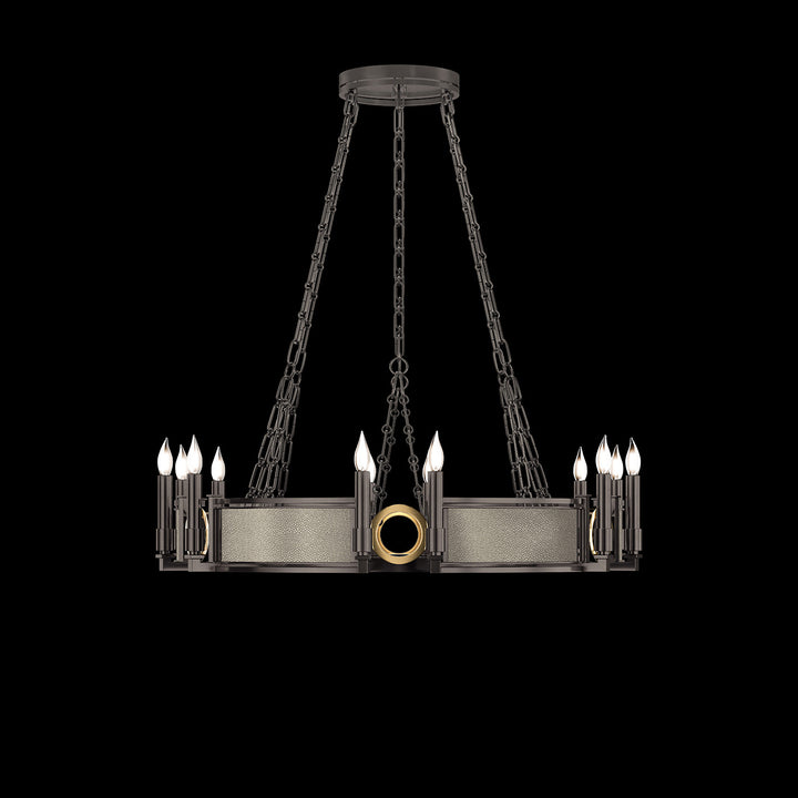 Fine Art Handcrafted Lighting Mirage 35.75"W Round Chandelier 100047 in Midnight Steel, Brass, Coco (100047-712)